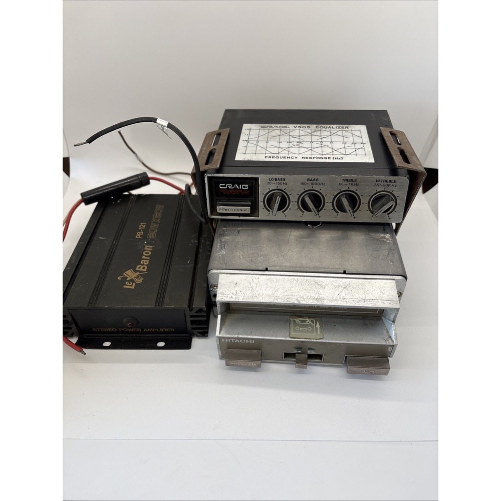 Hitachi Auto Reverse Cassette Stereo Craig Powerplay V505 Le Baron Amp Bundle